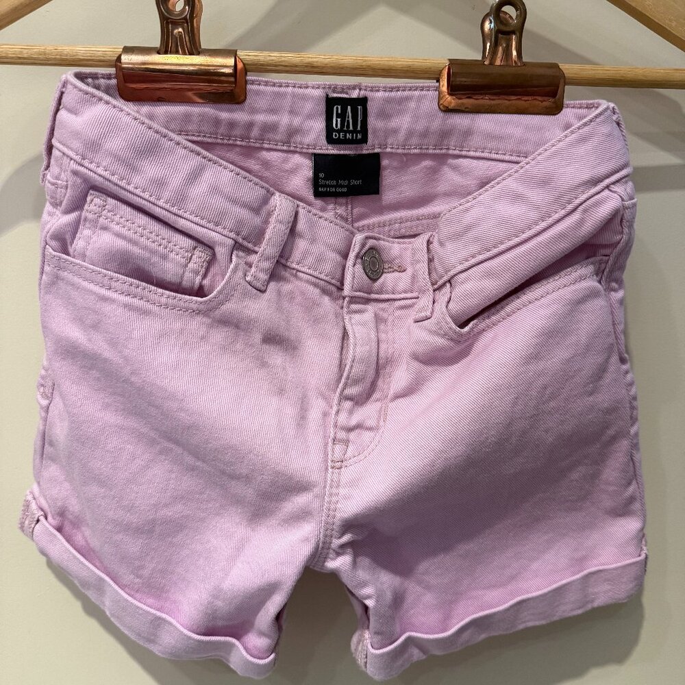 Girls GAP Pink Denim Stretch Midi Shorts | Size 10